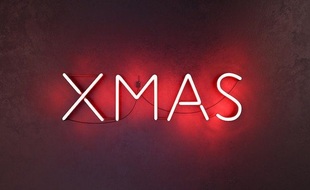 word XMAS in a red neon lamp