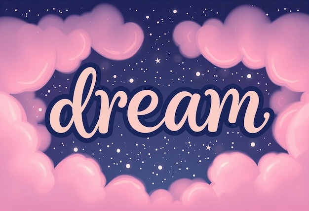 Photo the words dream dream in pink and blue