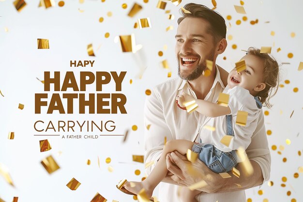 Photo the words happy father in bold gold letters