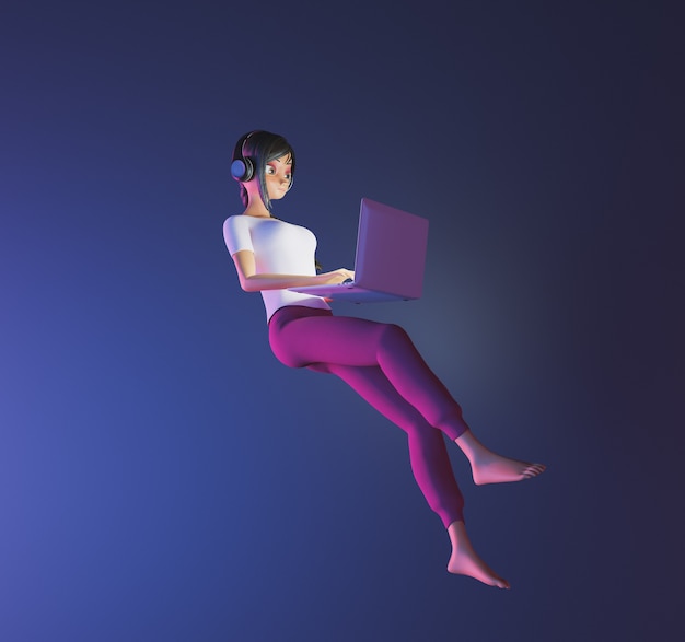 work and education in relaxation stylized 3d character