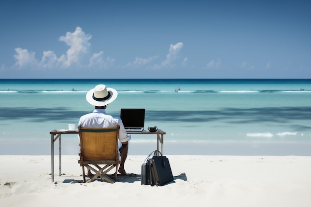 Work Life Balance A businessman working remotely