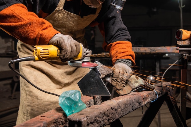 Work in a mechanical workshop with various tools