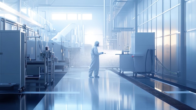 Photo a worker in a clean room environment