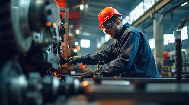 Worker at the machine Work at the Heavy Industry generative ai