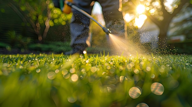 Photo worker_spraying_pesticide_on_lawn