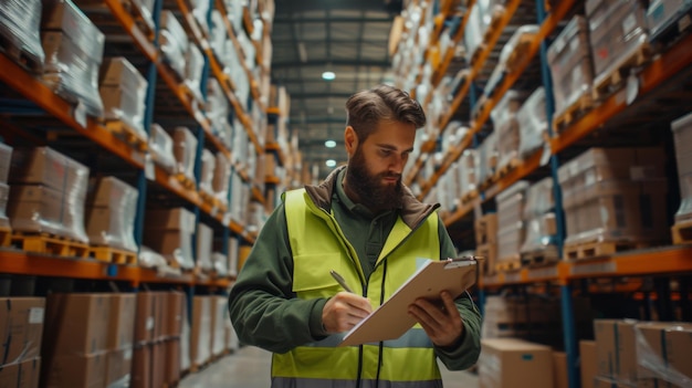 Photo the worker in warehouse