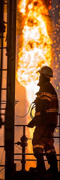 Worker Wearing a Safety Helmet Works on a Drilling