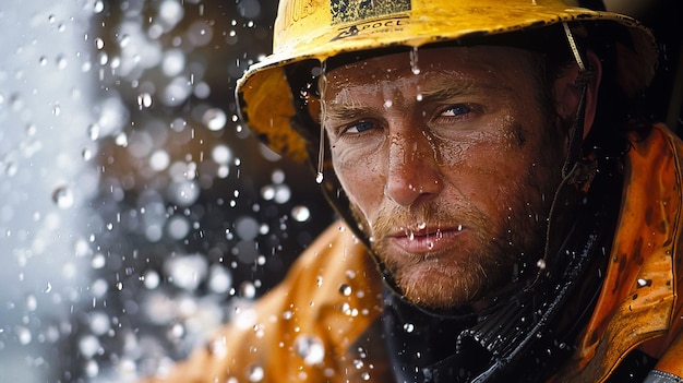 Worker Wearing a Safety Helmet Works on a Drilling