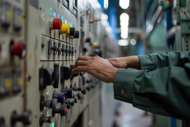 workers hand of a Integrating modern machine technologies into industrial work