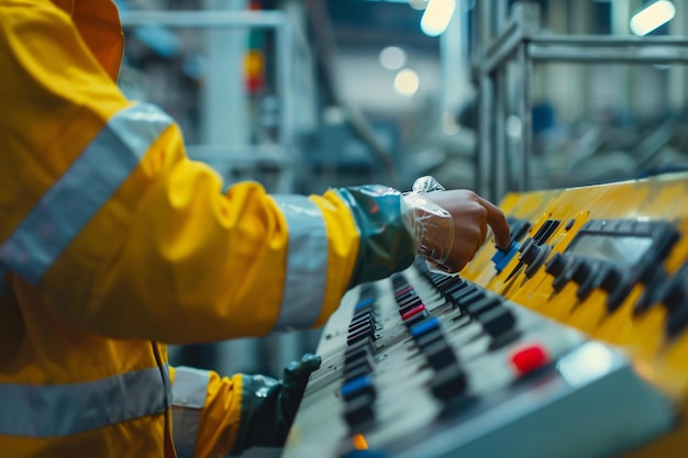 workers hand of a Integrating modern machine technologies into industrial work