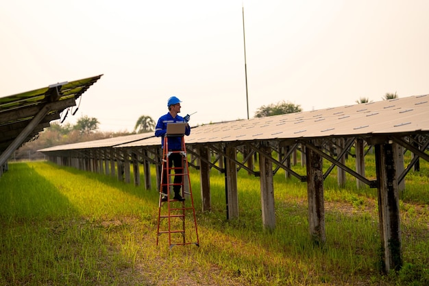 Workers installing solar panels for efficient energy in the city