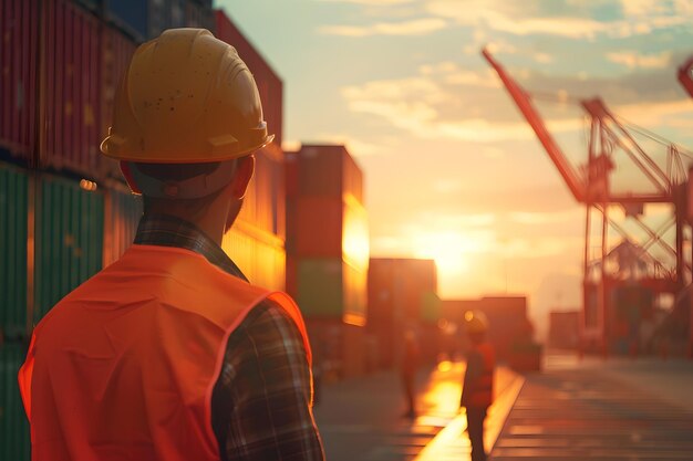 workers at logistic port