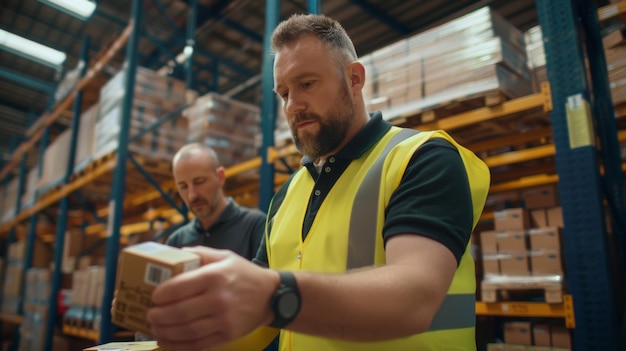 Workers Managing Warehouse Inventory