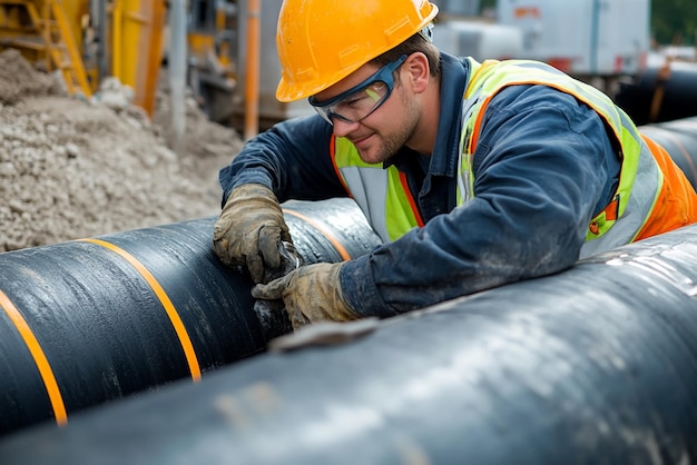 Workers Preparing Pipes for Relining by Cleaning