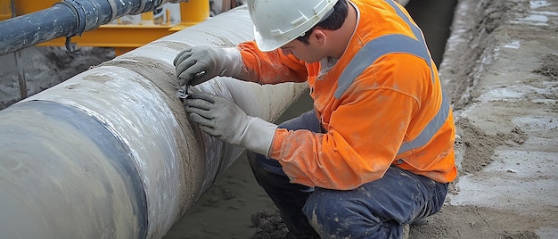 Workers Preparing Pipes for Relining by Cleaning