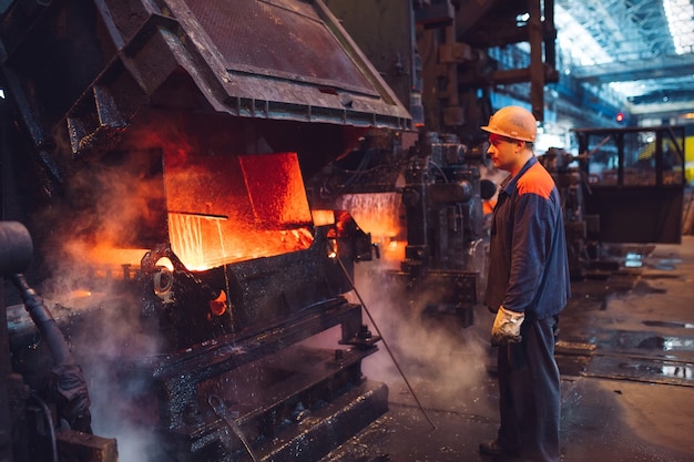 Workers in the steel mill.