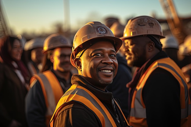 workers together on construction site various tasks highway construction project Generated with AI