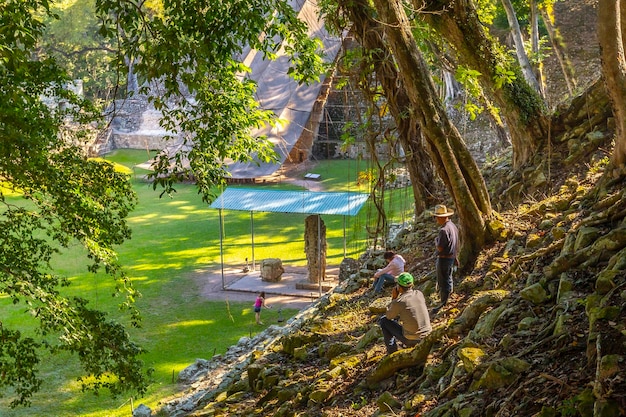 Workers who maintain the temples of Copan Ruinas