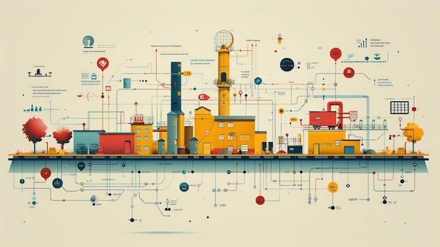 Workflow chart as a Rube Goldberg machine each part a business process