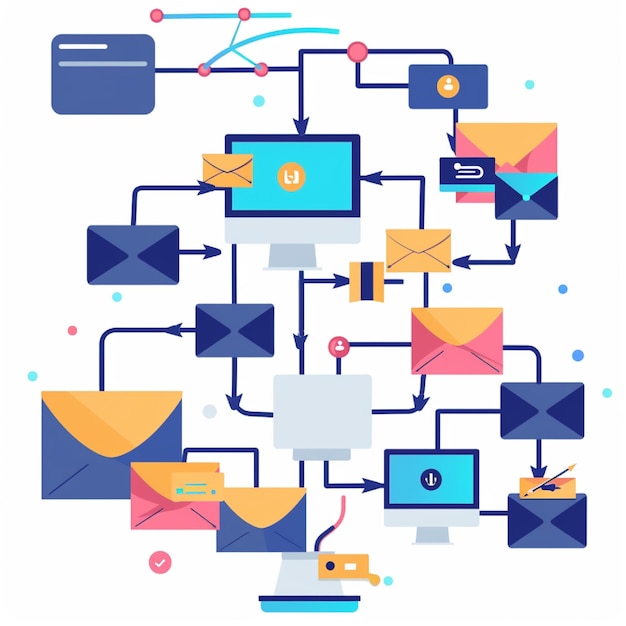 Photo a workflow diagram showing automated email marketing processes