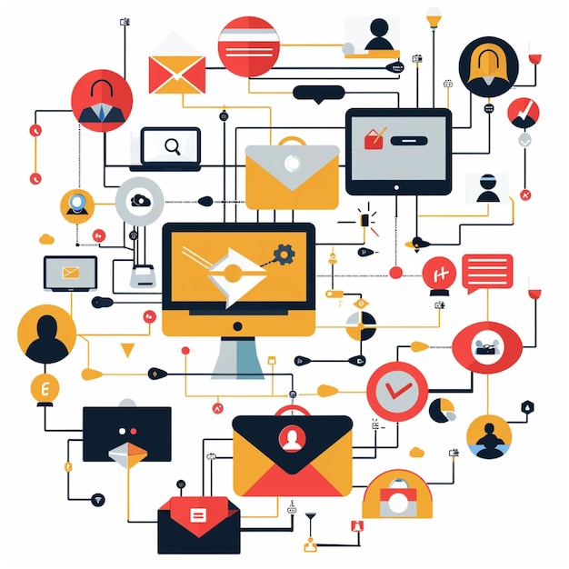 A workflow diagram showing automated email marketing processes