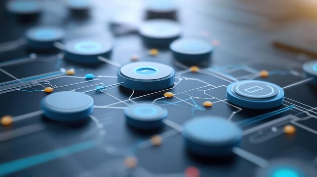 Photo workflow efficiency a 3d illustration depicting a workflow diagram designed for efficiency