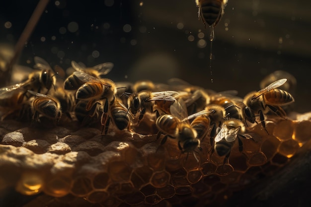 Working bees inside hive Generate Ai