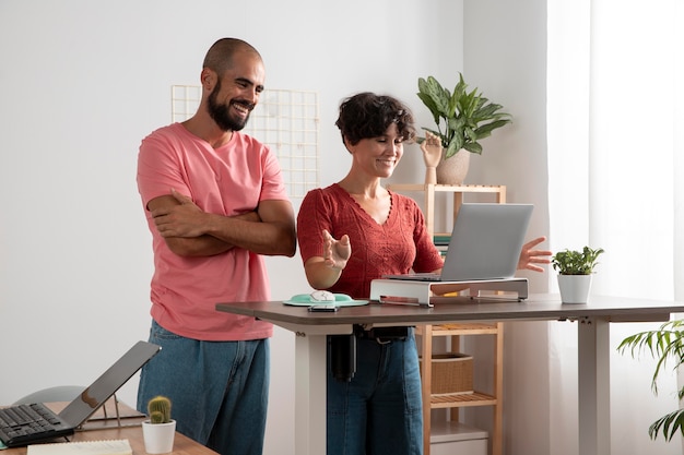 Working from home in ergonomic workstation