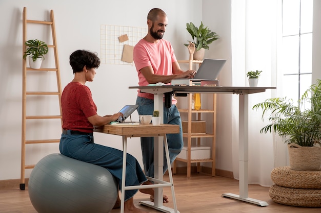 Working from home in ergonomic workstation