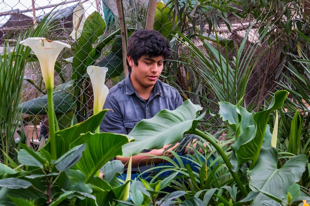 working in the greenhouse