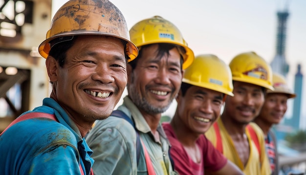 Working people smiling