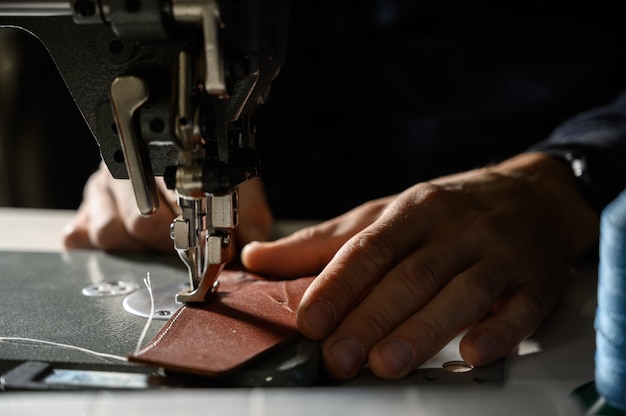 Working process of leather craftsman