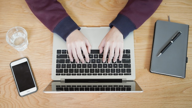 Working table with working person