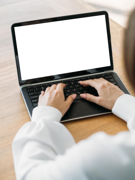 Working woman computer mockup remote job