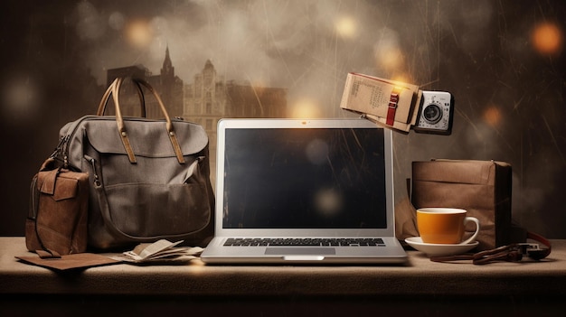 workplace of a typewriter with cup of coffee