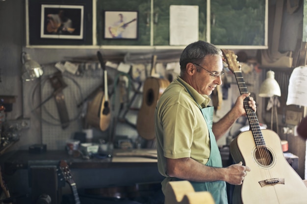 Workshop for fixing guitars