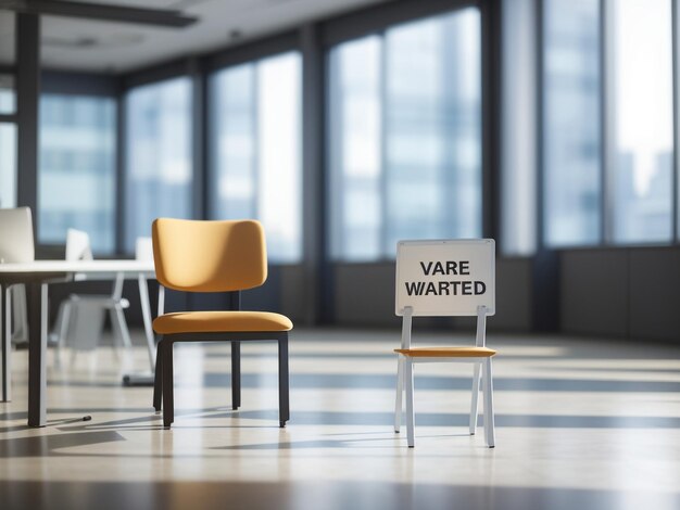 Photo workspace serenity office with vacancy sign and empty seat concept