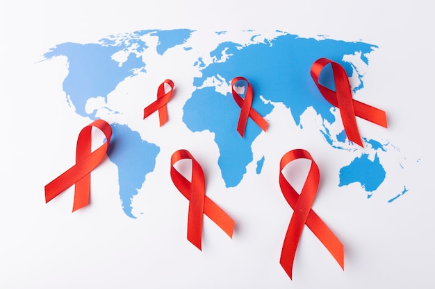 World aids day concept assortment with ribbon symbol