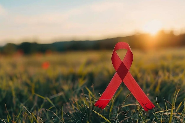 World aids day print with ribbon symbol