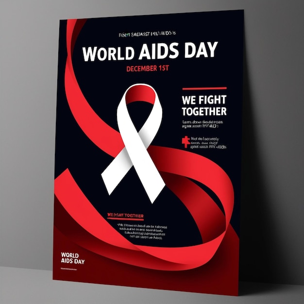 World AIDS Day Promotional Poster Bold Design Red Ribbon Symbolism December 1st and CalltoAction for Awareness