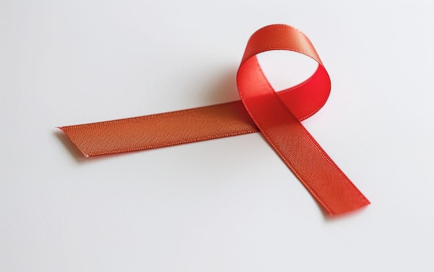 World AIDS Day Red Ribbon Awareness Bracelet On White Background