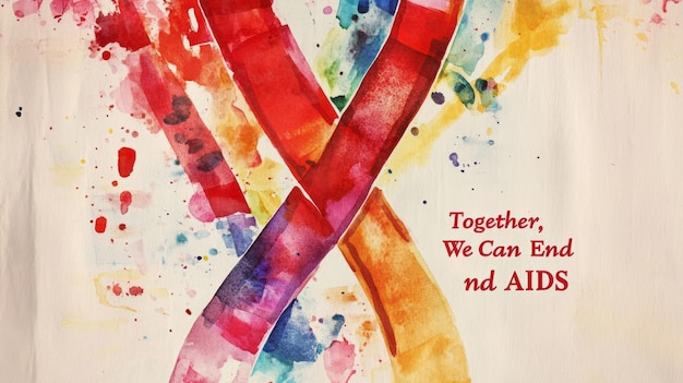 Photo world aids day watercolor poster together we can end aids