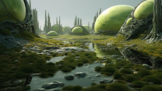 Photo a world of alien life