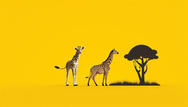 Photo world animal day poster minimal yellow background