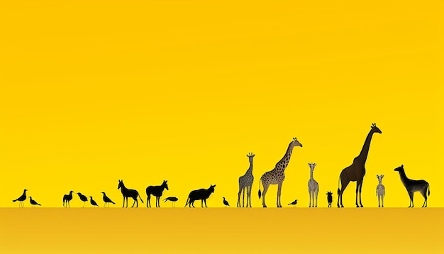 Photo world animal day poster minimal yellow background