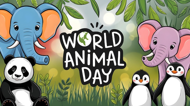 World Animal Day Wildlife Celebration and Animal Protection Illustration