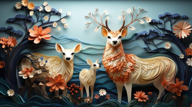 The world of animals in abstract paper form