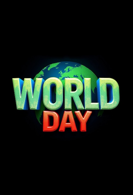 Photo world art day 3d text effect fully editable vector