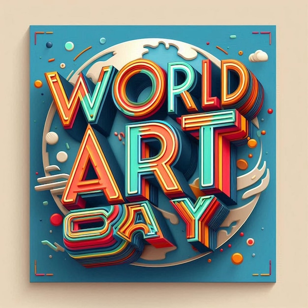 Photo world art day 3d text effect fully editable vector