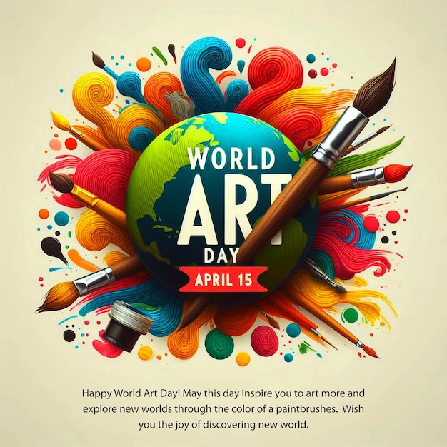 World art day graphic illustration social media post banner